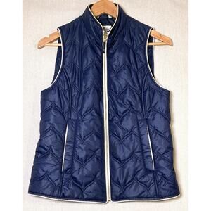 VINEYARD VINES Whale Tail Pattern Puffer Vest Jacket Navy Blue Quilted Sz XS